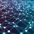 An intricate network of interconnected nodes represented by glowing white and blue Royalty Free Stock Photo