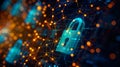 An intricate network of security measures in place around a stylized digital wallet ensuring complete protection of its