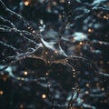 Intricate neural network with glowing synapses in complex structure