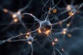 Intricate neural network with glowing synapses and interconnected neurons, showcasing the complexity of brain activity and Royalty Free Stock Photo