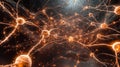 Intricate neural network with glowing synapses under magnification