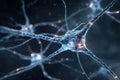 Intricate neural network illustration showcasing interconnected neurons with glowing synapses, representing complex brain activity Royalty Free Stock Photo