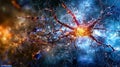 Intricate neural pathways glowing in a colorful abstract representation digital art science macro view neuroscience concept