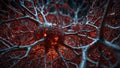 Intricate neuronal network with glowing nodes