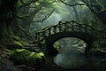 Intricate Oriental forest bridge. Generate Ai