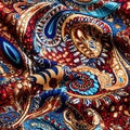 Intricate Paisley Motifs Adorn An Embroidered Bohemian Tapestry. Seamless Background