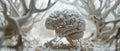 Intricate paper brain sculpture visualizing tangled thoughts and cognitive activity.