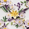 Intricate Paper Flowers And Daffodil Bouquet With Purple Flower Paper