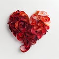 Intricate Paper Quilling Heart in Red Tones. Generative ai