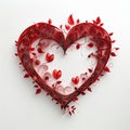 Intricate Paper Quilling Heart in Red Tones. Generative ai