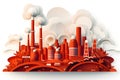 Intricate Papercut Style Oil Refinery Plant Illustration