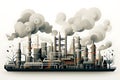 Intricate Papercut Style Oil Refinery Plant Illustration