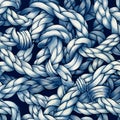 Intricate Pattern of Braided Blue Ropes, Tangled Together in a Complex Design, Close-Up View Royalty Free Stock Photo