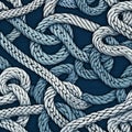 Intricate Pattern of Braided Blue Ropes, Tangled Together in a Complex Design, Close-Up View Royalty Free Stock Photo