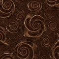 Intricate pattern featuring abstract roses crafted from a chocolate-like material. The Royalty Free Stock Photo