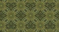 Intricate pattern featuring symmetrical, kaleidoscopic designs in shades of green