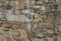 The intricate pattern of irregularly shaped stone wall, held together by mortar Royalty Free Stock Photo