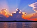 Stunningly attractive cloud formation over lake in Polonnaruwa ,Sri Lanka. Royalty Free Stock Photo