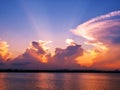 Stunningly attractive cloud formation over lake in Polonnaruwa ,Sri Lanka. Royalty Free Stock Photo