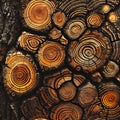 the intricate patterns formed by the growth rings of an ancient tree trunk. AI Generated Royalty Free Stock Photo