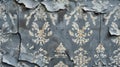 the intricate patterns and textures of damaged wallpaper, transformed into a seamless background for design purposes Royalty Free Stock Photo