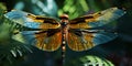 The intricate patterns and textures of a dragonfly perched on a reed, its transparent wings refle Royalty Free Stock Photo