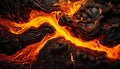 The intricate patterns and textures of the lava flow highlight the dynamic and ever-changing nature of volcanic activity Royalty Free Stock Photo