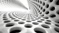 Intricate patterns twist through a surreal white space of perforated designs Royalty Free Stock Photo