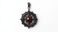 Intricate pendant with red gemstone on white isolated background Royalty Free Stock Photo
