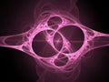 Intricate pink fractal pattern with interlocking circles on black background Royalty Free Stock Photo