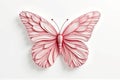 Intricate pink paper butterfly art on white background Royalty Free Stock Photo