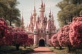 Intricate Pink princess castle. Generate Ai Royalty Free Stock Photo