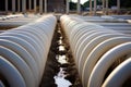 Intricate Pipes installing concrete tunnel. Generate Ai Royalty Free Stock Photo