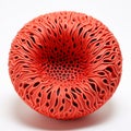 Intricate Plastic Bowl With Cellular Formations And Coral Coating