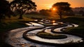 The intricate play of light and shadow on the surface of a rippling pond, reflecting the surroun Royalty Free Stock Photo