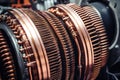 Modern big copper powerful motor. Generative AI Royalty Free Stock Photo