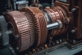 Modern big copper powerful motor. Generative AI Royalty Free Stock Photo