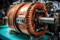Modern big copper powerful motor. Generative AI Royalty Free Stock Photo