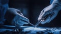 The intricate process of surgery featuring skilled hands and surgical instruments. AI generated image Royalty Free Stock Photo