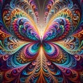 Intricate psychedelic colourful fractal butterfly tornado vortex swirls