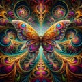 Intricate psychedelic colourful fractal butterfly tornado vortex swirls