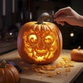 Intricate Pumpkin Carving: Detailed Designs With Flickering Light