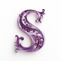 Intricate Purple Floral Letter S In Cinema4d Style Royalty Free Stock Photo