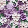 Intricate Purple And White Paper Flowers With Pink Leaves