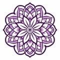 Intricate Purple Zen Buddhism Inspired Tondo With Handcrafted Geometric Flower Patterns