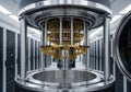 Intricate quantum computer setup inside a lab, featuring a Royalty Free Stock Photo