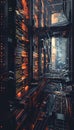 Intricate and realistic view of a server room showcasing the complexity of racks and equipment Royalty Free Stock Photo