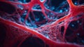 Intricate Red Neural Network Structure Highlighting Complex Connections and Patterns in a Microscopic Perspective Royalty Free Stock Photo
