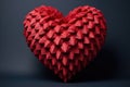 Textured Red Origami Heart on Dark Background