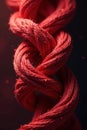Intricate red threads interwoven, complex knot , pattern, surface